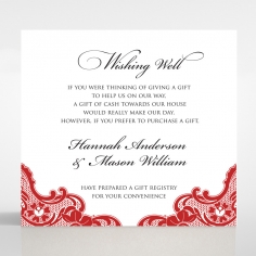 Red Lace Drop gift registry card design