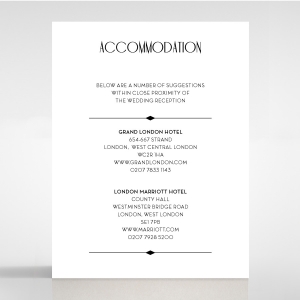 Art Deco Romance wedding stationery accommodation card design