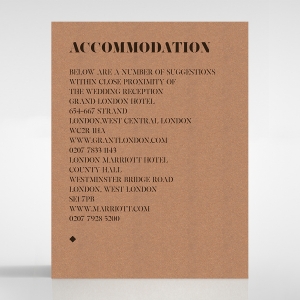 Etched Cork Letter wedding accommodation invite card