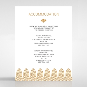 Gilded Decadence wedding stationery accommodation card design