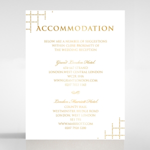 Quilted Letterpress Elegance with foil wedding accommodation invitation card