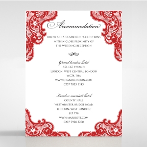 Red Lace Drop wedding accommodation enclosure invite card design