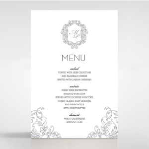 Aristocrat wedding stationery menu card design