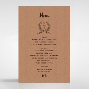 Chic Country Passion wedding menu card design