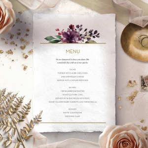 Contemporary Love wedding venue table menu card stationery design