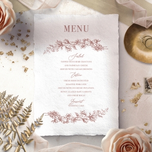 Fragrant Romance wedding reception table menu card design