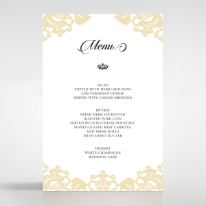 Golden Baroque Pocket wedding reception menu card design