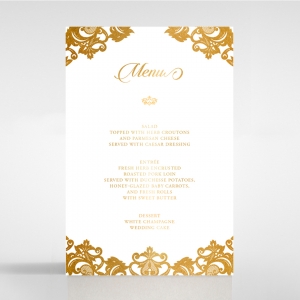 Golden Baroque Pocket with Foil wedding reception menu card stationery