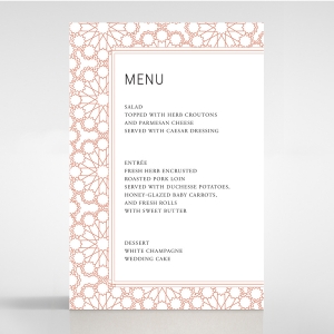 Marrakech wedding reception table menu card stationery item