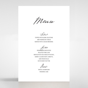 Pure Charm menu card stationery