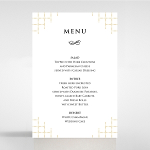 Quilted Letterpress Elegance wedding reception menu card