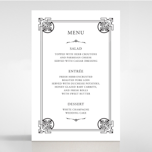 Regal Frame wedding reception table menu card design