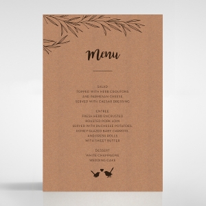 Springtime Love wedding menu card stationery