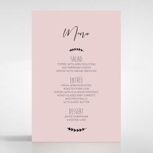 Sweet Romance wedding venue menu card
