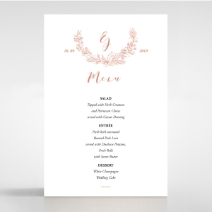 Whimsical Garland wedding menu card stationery