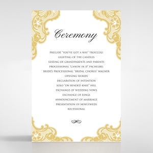 Black Lace Drop order of service wedding card