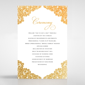 Charming Lace Frame with Foil order of service invite card