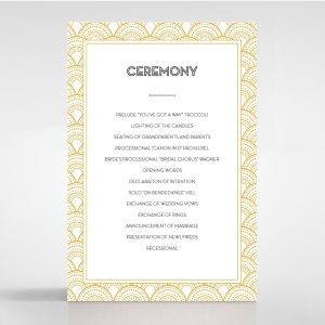 Gatsby Glamour wedding stationery order of service invite card