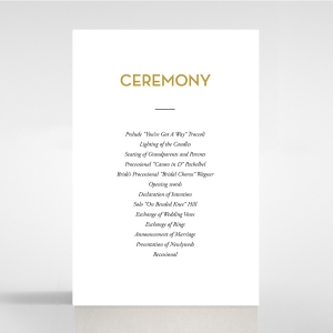 Gold Chic Charm Paper wedding order of service invitation card