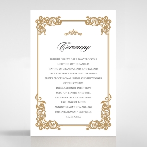 Golden Divine Damask order of service invitation card