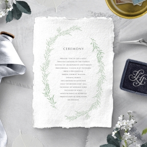 Minimalist Wreath order of service ceremony stationery invite card design