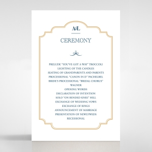 Noble Blue Gates wedding stationery order of service invite card