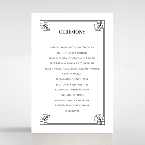 Paper Ace of Spades wedding stationery order of service invite card