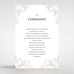 Regally Romantic wedding stationery order of service invite card