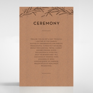 Rustic Oriental order of service invitation card design