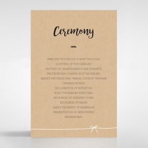 Sweetly Rustic wedding stationery order of service invitation card