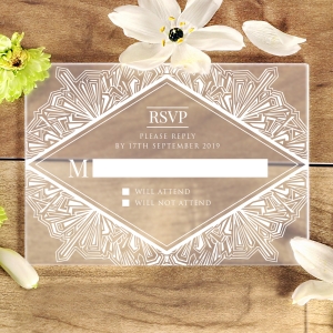 Acrylic Ace of Spades rsvp wedding enclosure design