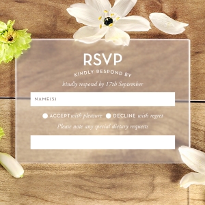 Frosted Chic Charm Acrylic rsvp wedding enclosure invite design