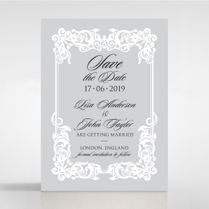 Black Divine Damask wedding save the date stationery card design