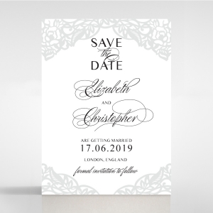 Black Floral Lux save the date card
