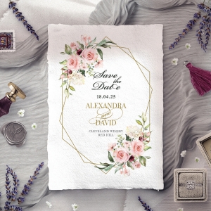 Geometric Bloom save the date invitation card design