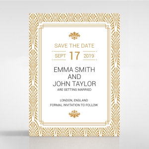 Gilded Decadence wedding stationery save the date card