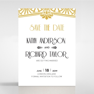 Modern Deco save the date invitation stationery card