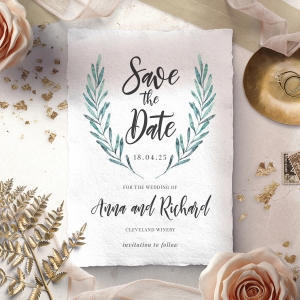 Modern Garland save the date invitation stationery card design