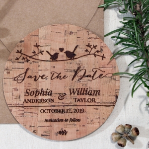 Whimsical Love Birds save the date card