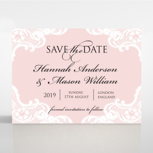 White Lace Drop save the date wedding card design