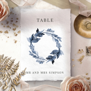 Indigo Round table number card stationery