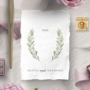 Olive Leaves reception table number card stationery item