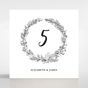 Whimsical Garland wedding reception table number card stationery design