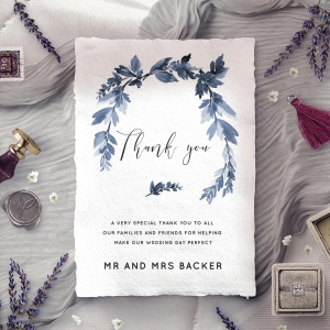 Blue Forest wedding stationery thank you card design