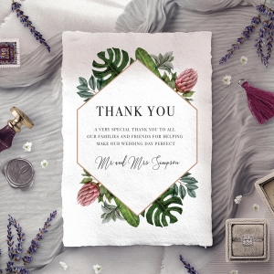 Tropical Island thank you wedding stationery card