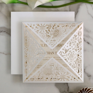 Blooming Charm with Foil Wedding Invitation Card Design