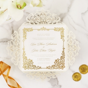 Divine Damask with Foil Wedding Invite Card