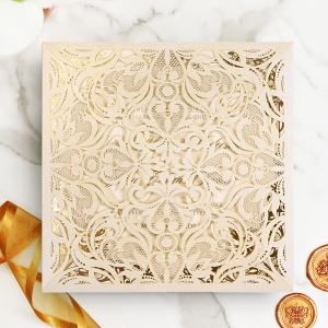 Divine Damask with Foil Wedding Invitation Card Design