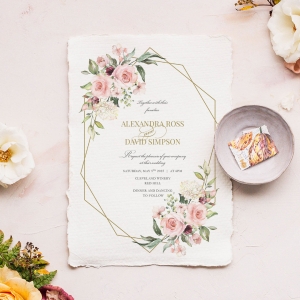 Geometric Bloom Wedding Invite Design