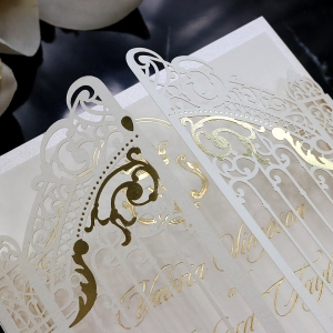 Ivory Victorian Gates with Foil Wedding Invitation Card Design